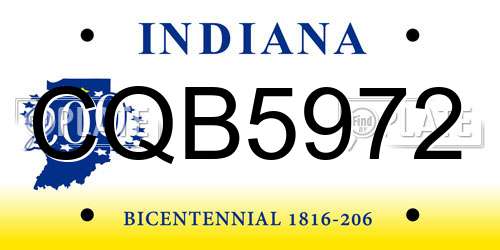 CQB5972 Indiana License Plate