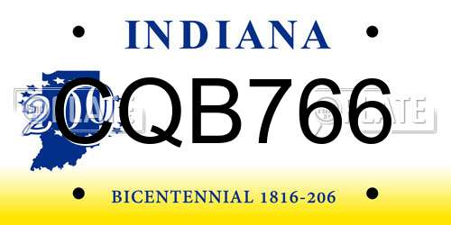 CQB766 Indiana License Plate