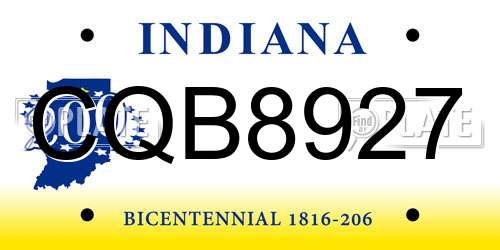 CQB8927 Indiana License Plate