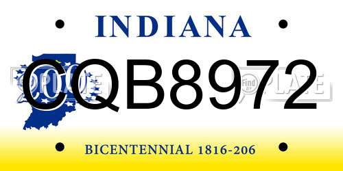 CQB8972 Indiana License Plate