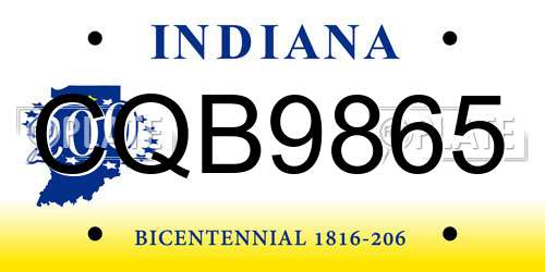 CQB9865 Indiana License Plate