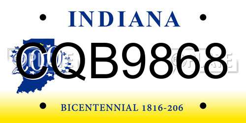 CQB9868 Indiana License Plate