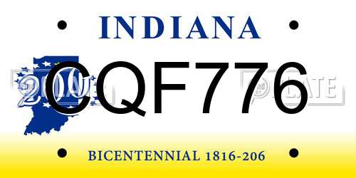 CQF776 Indiana License Plate