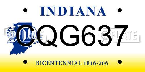 CQG637 Indiana License Plate