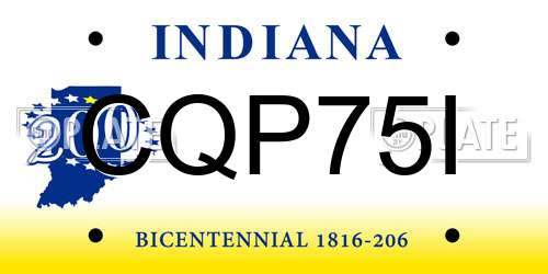 CQP75I Indiana License Plate