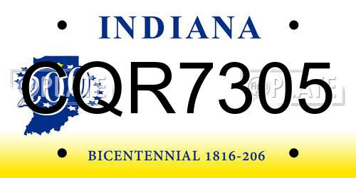 CQR7305 Indiana License Plate