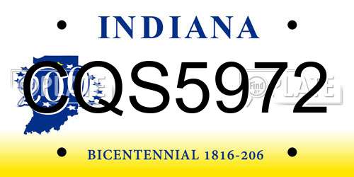 CQS5972 Indiana License Plate