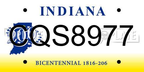 CQS8977 Indiana License Plate