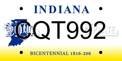 CQT992 Indiana License Plate