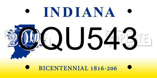 CQU543 Indiana License Plate