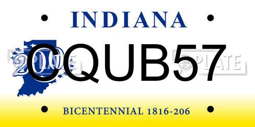 CQUB57 Indiana License Plate