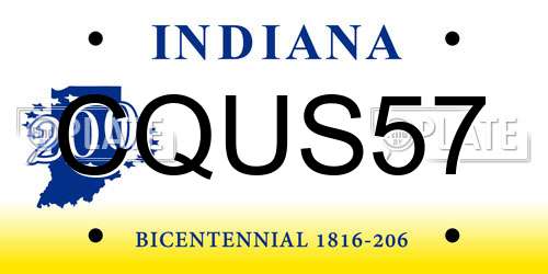 CQUS57 Indiana License Plate