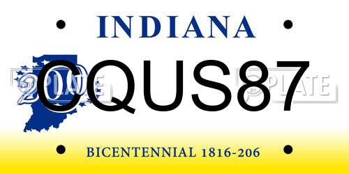 CQUS87 Indiana License Plate