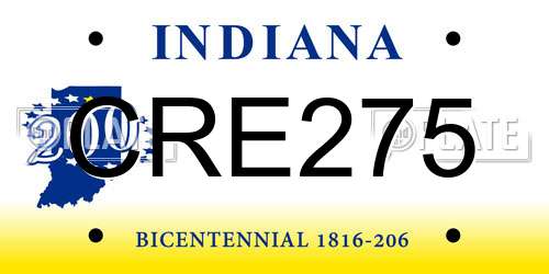 CRE275 Indiana License Plate