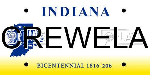 CREWELA Indiana License Plate