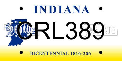 CRL389 Indiana License Plate