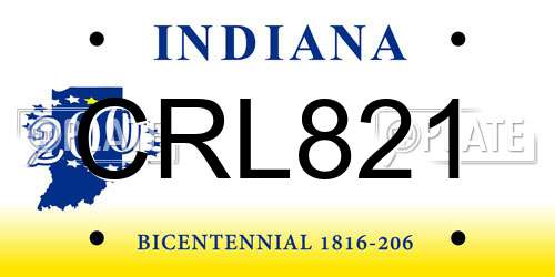CRL821 Indiana License Plate