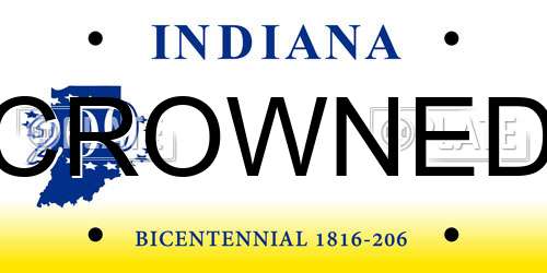 CROWNED Indiana License Plate
