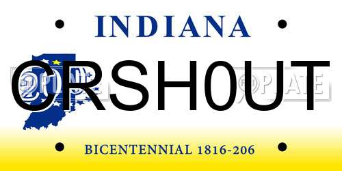 CRSH0UT Indiana License Plate