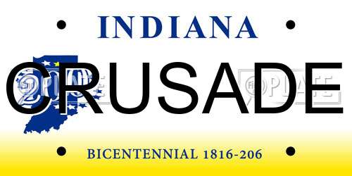 CRUSADE Indiana License Plate