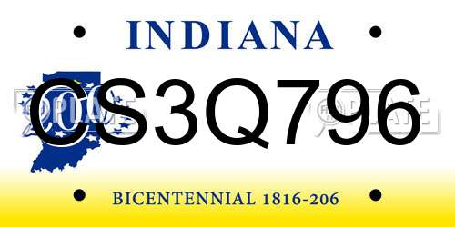 CS3Q796 Indiana License Plate