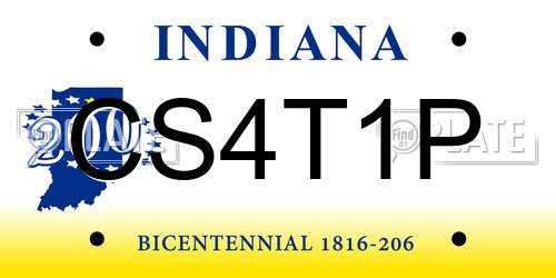 CS4T1P Indiana License Plate