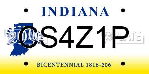CS4Z1P Indiana License Plate