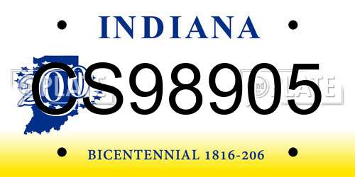 CS98905 Indiana License Plate