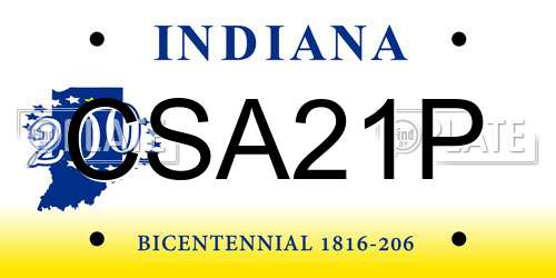 CSA21P Indiana License Plate