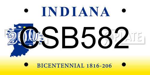 CSB582 Indiana License Plate