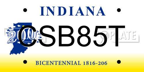 CSB85T Indiana License Plate