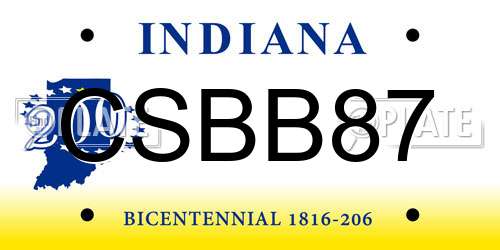 CSBB87 Indiana License Plate