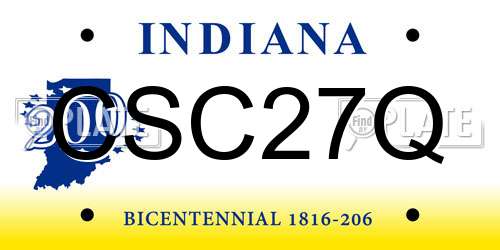 CSC27Q Indiana License Plate