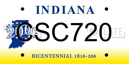 CSC720 Indiana License Plate