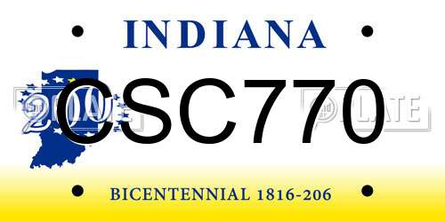 CSC770 Indiana License Plate