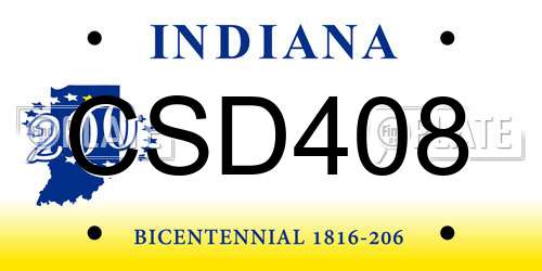 CSD408 Indiana License Plate