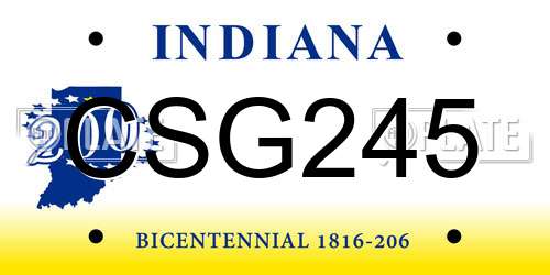 CSG245 Indiana License Plate