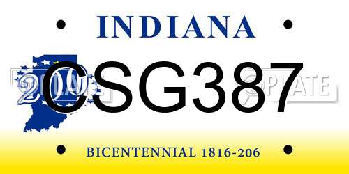 CSG387 Indiana License Plate