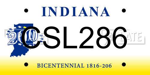 CSL286 Indiana License Plate