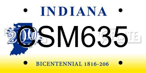 CSM635 Indiana License Plate