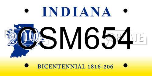 CSM654 Indiana License Plate