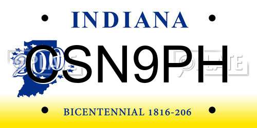 CSN9PH Indiana License Plate