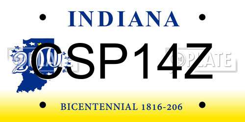 CSP14Z Indiana License Plate
