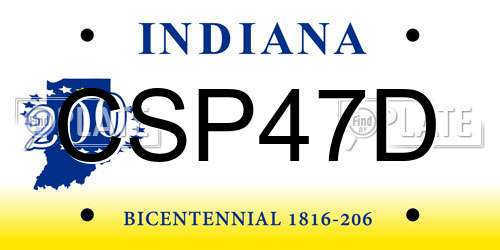 CSP47D Indiana License Plate