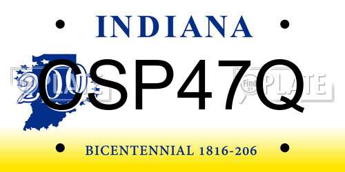 CSP47Q Indiana License Plate