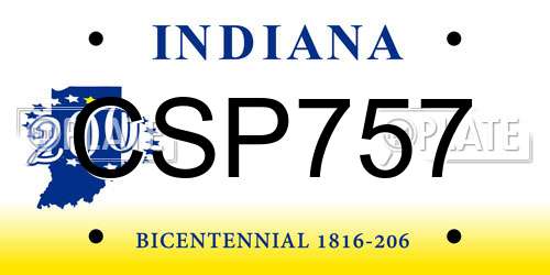 CSP757 Indiana License Plate