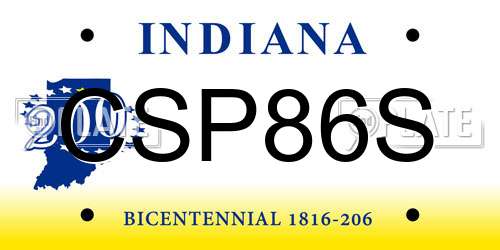 CSP86S Indiana License Plate