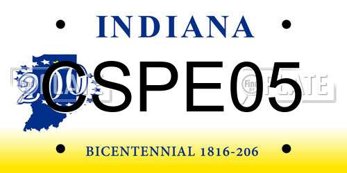 CSPE05 Indiana License Plate