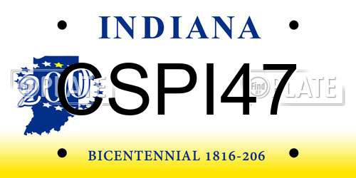 CSPI47 Indiana License Plate