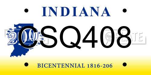 CSQ408 Indiana License Plate